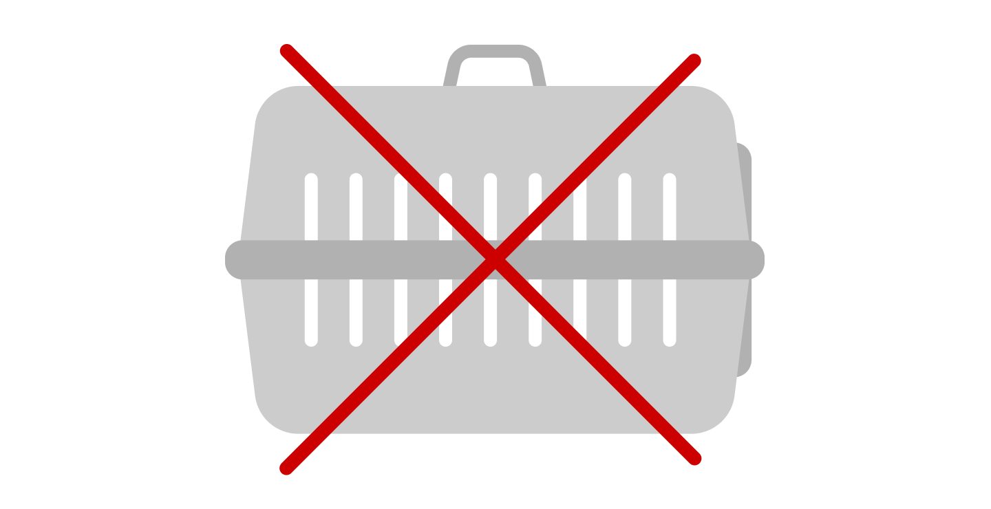 Durchgestrichenes Diagramm einer unzulässigen Transportbox, deren Belüftungsschlitze bis in die untere Hälfte reichen.