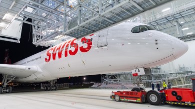 The Airbus A350 is freshly painted and ready to explore the world.