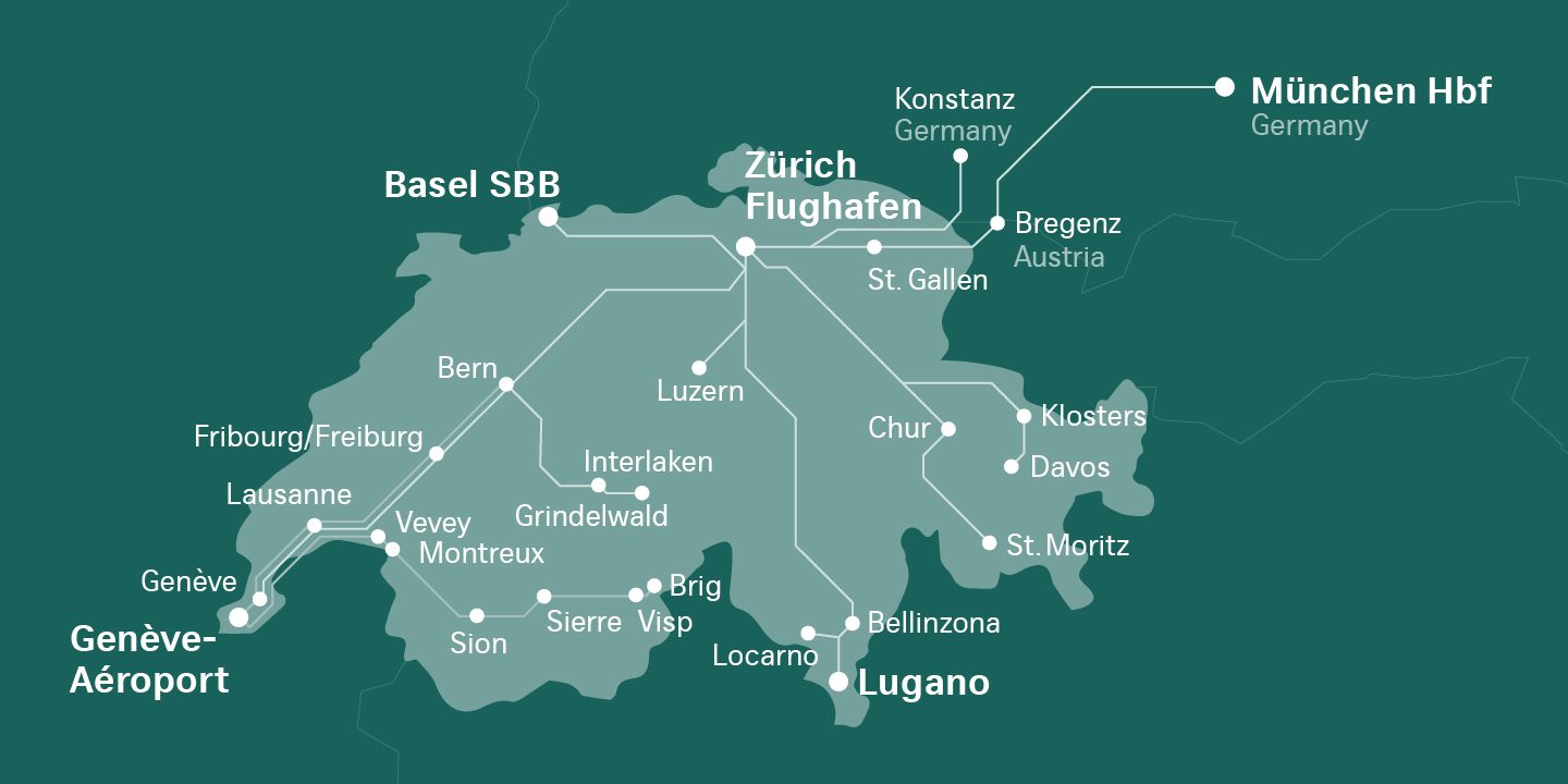 Map of the SBB route network.