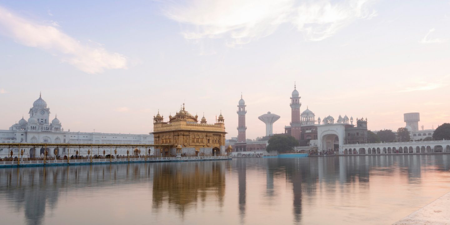 The Golden Temple in Amritsar, India, showcasing its stunning architecture and peaceful surroundings.