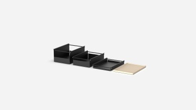 Three drawers in Black and a Tray in White.