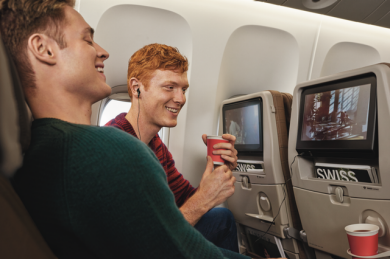 Two men in the airplane.